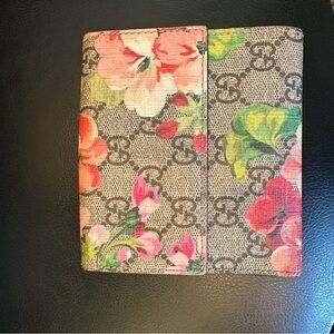 Gucci Floral GG Canvas Bifold Wallet - Beige with Pink, Red & Green Flowers